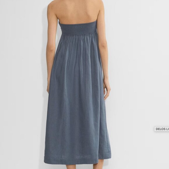 NWT Aritzia Little Moon Delos Linen Dress Vintage Navy - Picture 4 of 7